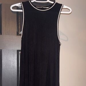 Black Sleeveless Dress with White Trim